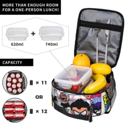Teen Titans Go Team Comic Insulated Lunch Bag Thermal Bag Reusable,Meal Container Portable Tote Lunch Box Men Women Office