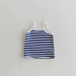 6M-3Y Summer Toddler Camisole Cute Blue Striped Sleeveless Tank Top for Boys Girls Soft Cotton Casual T-shirt