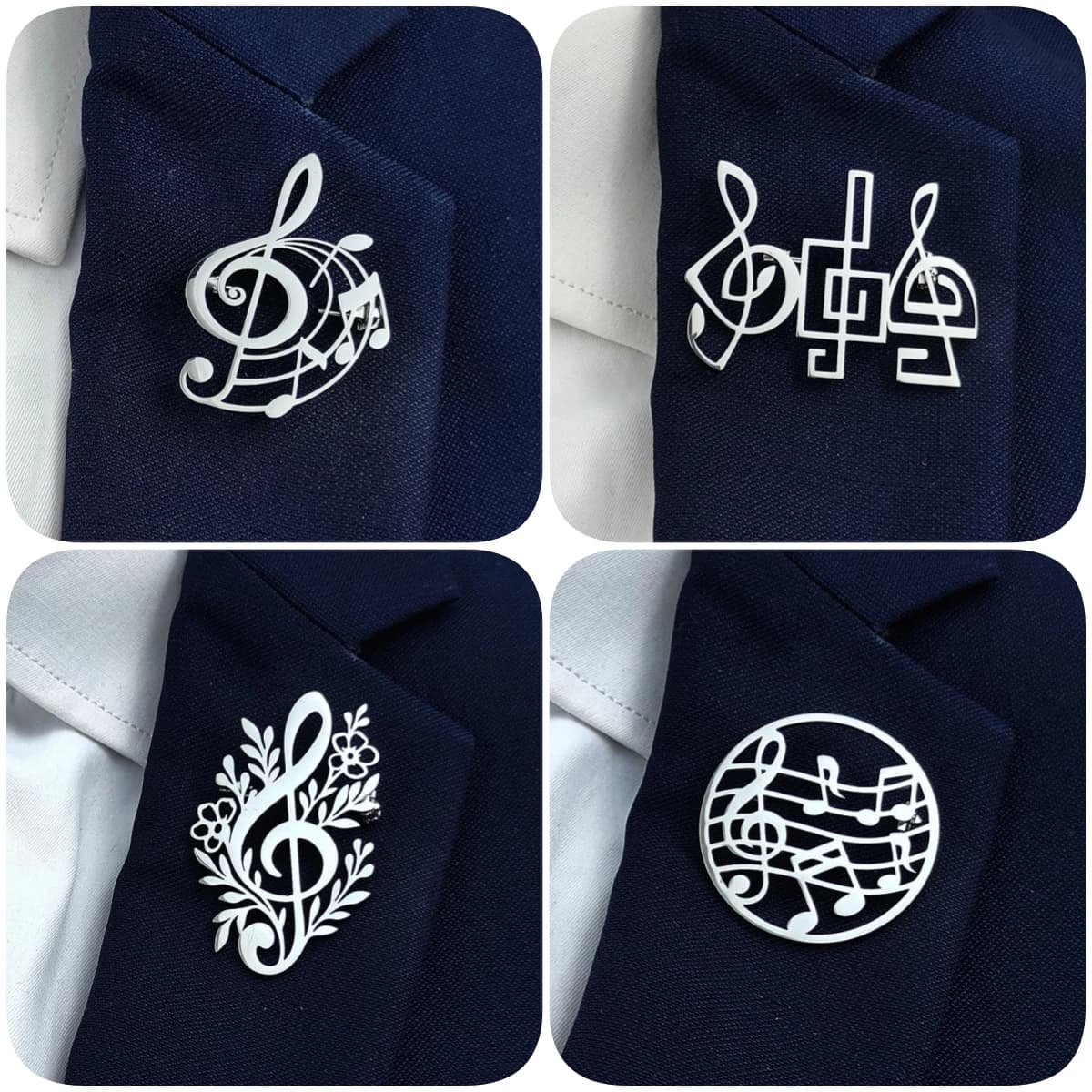 Music Note Treble Clef Brooch Set, Elegant Lapel Pin for Music Lovers, Fashion Jewelry Gift for Women