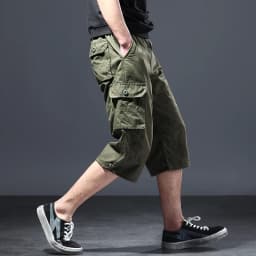 Summer Men's Casual Cargo Shorts Below Knee-length Loose Style Shorts Elastic Waist Plus Size Daily Beach Travel Casual Shorts