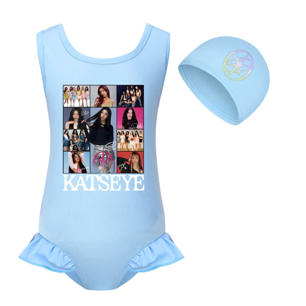 KATSEYE Swimwear Kids 2026 Summer Swimsuit Baby Girls – 2-in-1 One-Piece Bodysuit for Children Holiday Beachwear Bathing Suit
