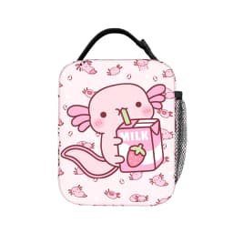 Cute Axolotl Salute Lunch Bag For Girls Print Lunch Box Fashion Picnic Cooler Bag Portable Waterproof Thermal Tote Handbags