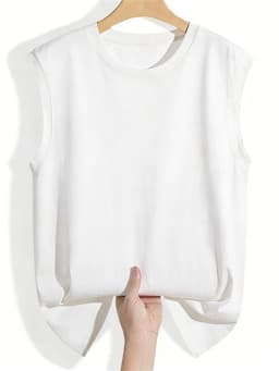 Women's Tank Top 2026 Summer Cotton O-Neck Sleeveless Vest Solid Color Ribbed Cuff Loose Casual Versatile Solid Color Camisole