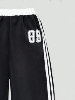 Girls' Fashion Pants Summer, Girls' Outdoor Casual Digital Pattern White Striped Pants