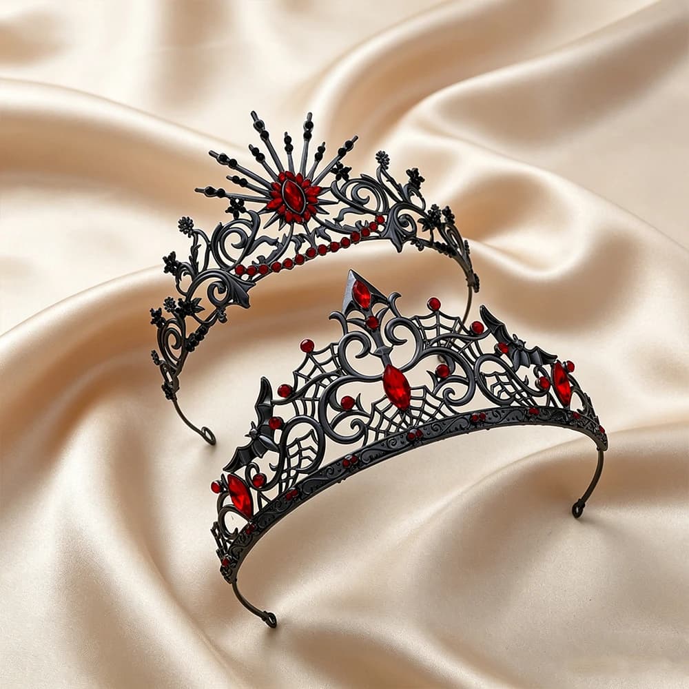 1/2pcs Hip-hop Punk Style Cool Fashion Gorgeous Mysterious Red Crown Set Bride Character Midnight Party Outfit Hair Accessory