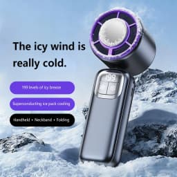 Lenovo Handheld Fan Cooling Ice Cooler Rechargeable USB Brushless Motor 199 High Speed Turbo Jet Fan for Outdoor Travel Office