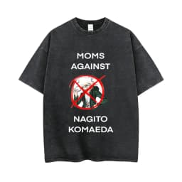 Washed Vintage Anime Danganronpa Moms Against Nagito Komaeda Graphic T-shirts Men Manga Funny Oversized Short Sleeve T Shirts