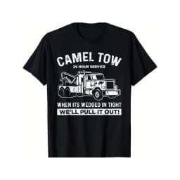 2025 Camel Towing Humor Cotton Crew Neck T-Shirt Summer Gift for Outdoor Enthusiasts
