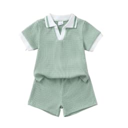 2Pcs Baby Boy Outfit Set Summer Fresh casual Short Sleeve Lapel Shirt + Shorts Toddler Infant Casual Kids Clothing For 0‑3Years