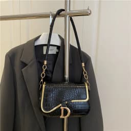 New Trendy Black Square Underarm Bag Fashion Women's Saddle Bag Casual Single Shoulder Soft PU Leather Crossbody Bag Female