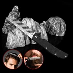 Metal Folding Beard Comb Dual-Purpose Hair & Mustache Styling Tool, Compact Travel Grooming Kit Barber-Grade Home Essentials