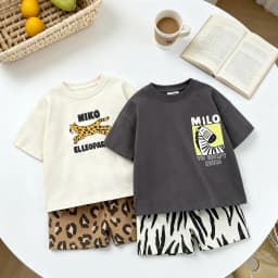Fashion Costume Short-sleeved Shorts Outfits Summer Child Cartoon Tshirt Full Print Shorts 2Piece Set Toddler Cute Tees+Shorts