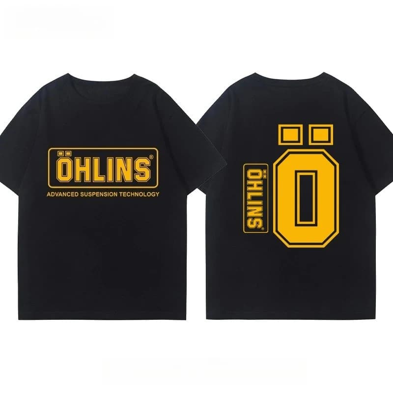 OHLINS Motorcycle Shock Absorber Modified T-Shirt Casual Trendy Brand Men Women Car Club Crew Neck Short-Sleeved Top