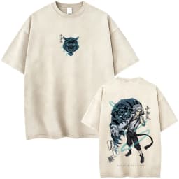 Washed Vintage Anime Bungo Stray Dogs Ryunosuke Akutagawa Merch T Shirts Men Casual Retro Cotton T-shirt Male Oversized T-shirts