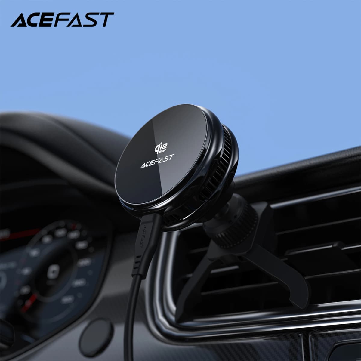 ACEFAST Qi2 25W Cooling Wireless Charging Phone Holder For iPhone 17 16 Air Vent Stable Clip Wireless Bracket Charging Station
