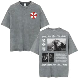 Resident Evil Requiem Washed T Shirt Leon Kennedy Grace Ashcroft Vintage 90s T-shirts Men Women Fashion Classic Harajuku T-shirt