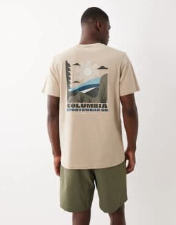 CSC Outdoor Back Graphic T-shirt in Beige High-end Luxury Unisex Style Both of Men and Women