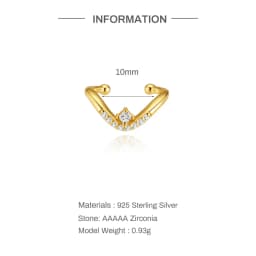 Aide S925 Sterling Silver Minimalist V-Shaped CZ Ear Cuff Exquisite No Piercing Ear Clip Perfect Birthday Gift for Her Jewelry