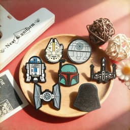 7pcs Star Wars Brooch Set for Women Enamel Pins - Stormtrooper Darth Vader Millennium Falcon Movie Metal Badge Jewelry Gift