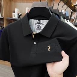 High end brand embroidered short sleeve POLO shirt men's lapel Golf top summer silk cotton fashion business casual Paul T-shirt