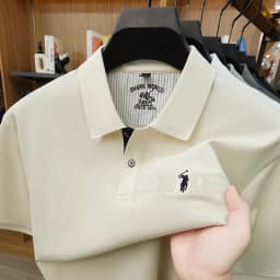 High end brand embroidered short sleeve POLO shirt men's lapel Golf top summer silk cotton fashion business casual Paul T-shirt