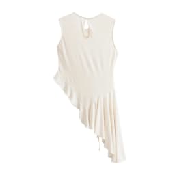 Willshela Women Fashion Beige Pleated Asymmetrical Pullover Tops Vintage O-Neck Sleeveless Female Chic Lady Tank Tops