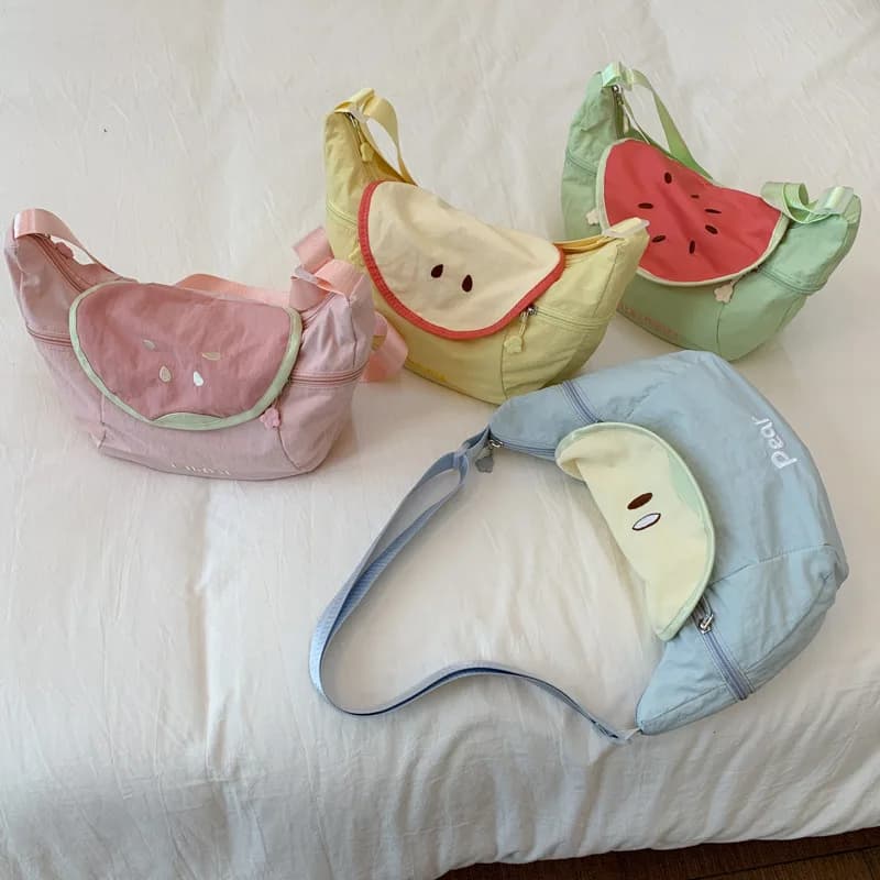 Cute Fresh Fruit Dumpling Bag, Summer Guava Watermelon Pattern Crossbody Bag, Versatile Large Capacity Shoulder Bag for Girls