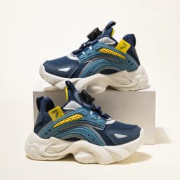Boys' & Girls' Fashion Chunky Trainers Color-Blocked Sneakers with Rotary Buckle Closure