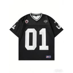 Men Casual Sports Short Sleeve T-Shirt SummerJersey For Men 01 Number Print V Neck Athletic Top Streetwear Fashion Breathable