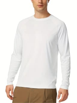 2026 Plus Size Men's Solid T-shirt Fashion Casual Long Sleeve Tees UV Sun Protection Tops For Outdoor/workout Men's Clothing