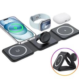 3 In 1 Magnetic Portable Wireless Charger Pad for iPhone 16 15 14 13 12 Pro Max Apple Watch AirPods Fast Charging Dock Station