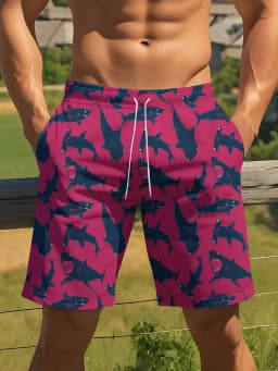 3d Printed Hawaiian Printed Men's Swimsuit Fish Shaped Hawaiian Shorts Men's Summer Swim Shorts Casual Shorts 2026