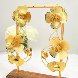 GZJPEI Fashion Statement Big Drop Earrings For Women Italian Dubai 18K Gold Color Large Flower Earring Fine Party Jewelry Gifts