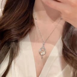 925 Sterling Silver White Crystal Starburst Mesh Pendant Telescopic Necklace Accessory-Niche Design,High-End,Versatile for Women