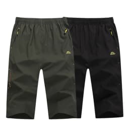 Men's Quick Dry Hiking Shorts Lightweight Outdoor Active Travelling Elastic Waist Casual Medium Length with Zipper Pockets