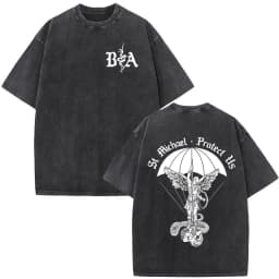 Vintage Washed Justicia Brothers in Arms Double Sided Print T-shirt Men Clothing Casual Cotton Oversized Short Sleeves T Shirts