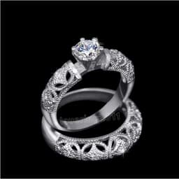 14K White Gold Vintage Lovers Lab Diamond Ring Sets Jewelry Engagement Wedding Band Rings for Women Party Bijou