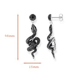 Drop Earrings Black Snake with Stone Vintage Gift For Women High Quality Real 925 Sterling Silver Fine Jewelry