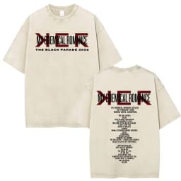 Rock Band My Chemical Romance Washed T-shirt The Black Parade 2026 Tour T-shirts Men's Clothing Gothic Loose T Shirts Streetwear