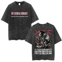 Rock Band My Chemical Romance Washed T-shirt The Black Parade 2026 Tour T-shirts Men's Clothing Gothic Loose T Shirts Streetwear