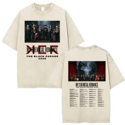 Rock Band My Chemical Romance Washed T-shirt The Black Parade 2026 Tour T-shirts Men's Clothing Gothic Loose T Shirts Streetwear