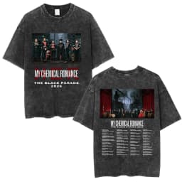 Rock Band My Chemical Romance Washed T-shirt The Black Parade 2026 Tour T-shirts Men's Clothing Gothic Loose T Shirts Streetwear