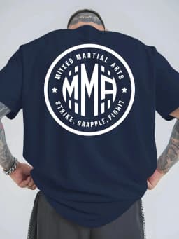 Mize Men's MMA Pattern T-shirt - Breathable 100% Comfortable Martial Arts Training Short Sleeve Top with Strike Fighting Print