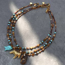 2026 French high-quality natural stone crystal handmade beaded necklace with tiger's eye stone Buddha hand fish horse pendant