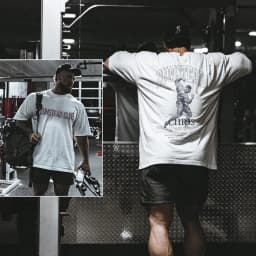2026 GYM New Short-sleeved American-style Loose T-shirt for Fitness - Three-quarter Open Back with Five-quarter Sleeves