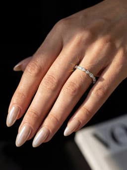 925 Sterling Silver Elegant Real Moissanite Diamond Marquise Round Ring For Women Daily Party Fashion High Quality Jewelry