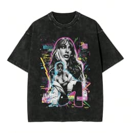 TINI STOESSEL Futtura Tour T-shirt, Hip Hop Washed Short-Sleeve Street T-shirt Singer Retro Men's and Women's Streetwear T-shirt