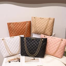 Fashion Sense Diamond Bags Large Bag Chain Bag Women's Large Capacity Shoulder Bag Senior Shoulder Women's Bag niche Soft Solid