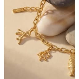 Yhpup Ocean Style Stainless Steel Chain Fish Shell Drop Bracelet Bangle 16K Golden PVD Plated Waterproof Summer Trendy Jewelry