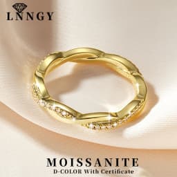 Lnngy Moissanite Twisted Engagement Ring for Women 14K Gold Filled Eternity Wedding Rings Sparkling Finger Jewelry Gift
